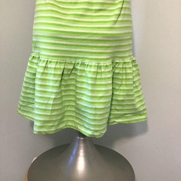 Split Strapless Striped Mini Dress With Ruffled Hem Size L - Picture 5 of 11